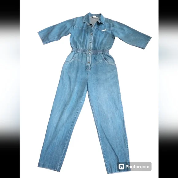 Vintage 80s 90sWomen's Jump suit denim jeans size Small / Medium - Picture 3 of 12